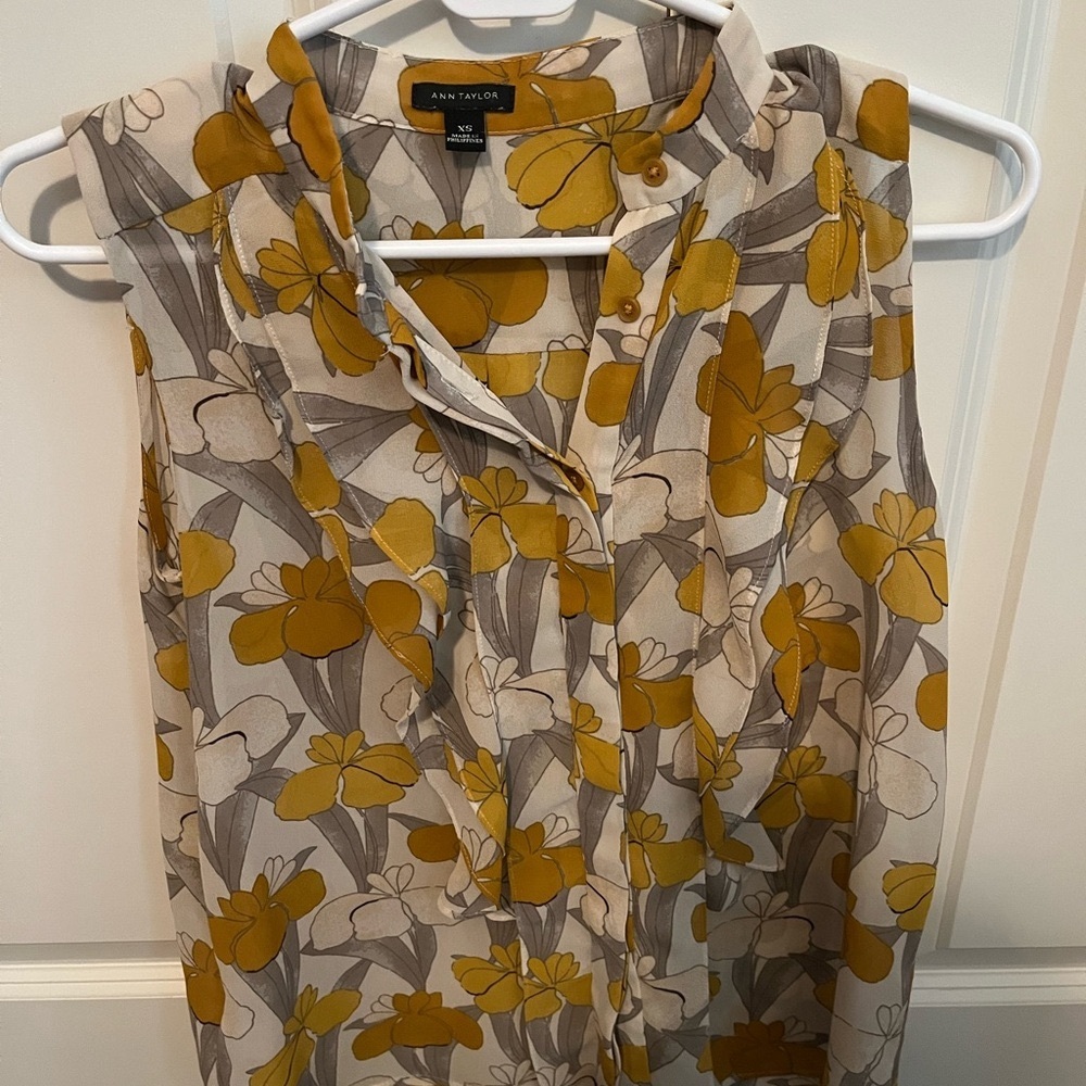 Ann Taylor Yellow Floral Blouse